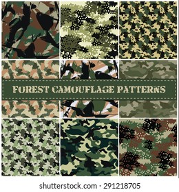 Set of Seamless Camouflage Pattern Vector