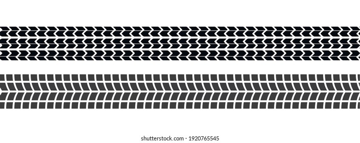 Set of seamless car tire tracks isolated on white background, seamless vector texture