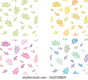 Set of seamless casual pattern with leaves