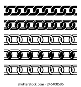 Set of Seamless Chains Template Isolated on White. Vector illustration