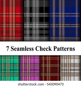 Set of Seamless Check Pattern Backgrounds. Vector Illustration