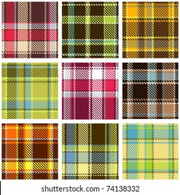 set of seamless checkered vector pattern