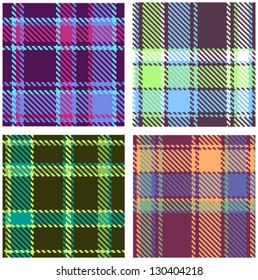 Set of Seamless Checkered Vector Plaid Pattern