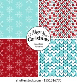 Set of seamless Christmas backgrounds. Vector illustration