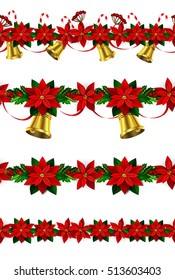 Set of Seamless Christmas borders