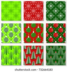 set of seamless christmas illustrations. Abstract vector paper with Christmas symbols and design elements for scrapbook