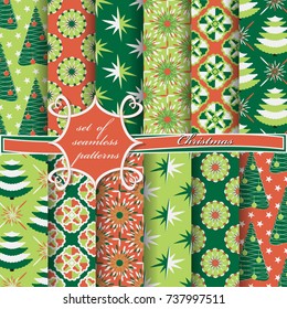 set of seamless christmas illustrations. Abstract vector paper with Christmas symbols and design elements for scrapbook
