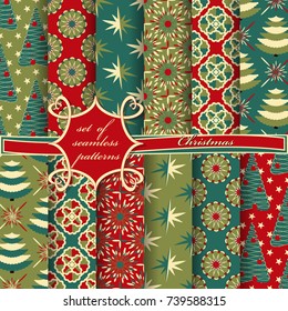 set of seamless christmas illustrations. Abstract vector paper with Christmas symbols and design elements for scrapbook
