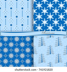 set of seamless christmas illustrations. Abstract vector paper with Christmas symbols and design elements for scrapbook