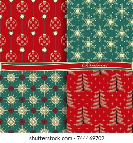 set of seamless christmas illustrations. Abstract vector paper with Christmas symbols and design elements for scrapbook