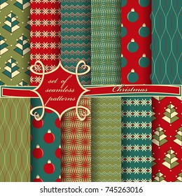 set of seamless christmas illustrations. Abstract vector paper with Christmas symbols and design elements for scrapbook