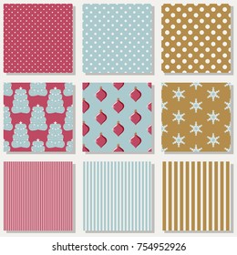 set of seamless christmas illustrations. Abstract vector paper with Christmas symbols and design elements for scrapbook