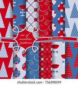 set of seamless christmas illustrations. Abstract vector paper with Christmas symbols and design elements for scrapbook