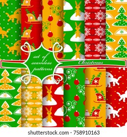 set of seamless christmas illustrations. Abstract vector paper with Christmas symbols and design elements for scrapbook