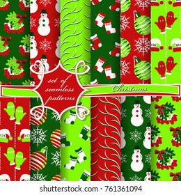 set of seamless christmas illustrations. Abstract vector paper with Christmas symbols and design elements for scrapbook