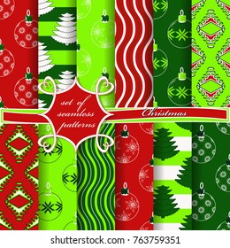 set of seamless christmas illustrations. Abstract vector paper with Christmas symbols and design elements for scrapbook