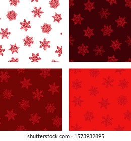 Set of seamless christmas pattern with snowflakes. Winter background for graphic design of packaging, backgrounds or banners. Vector stock illustration.