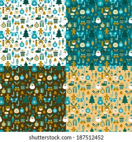Set of seamless Christmas patterns 