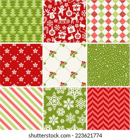 Set Of Seamless Christmas Patterns