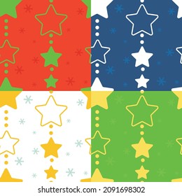 A set of seamless Christmas patterns with garlands of stars