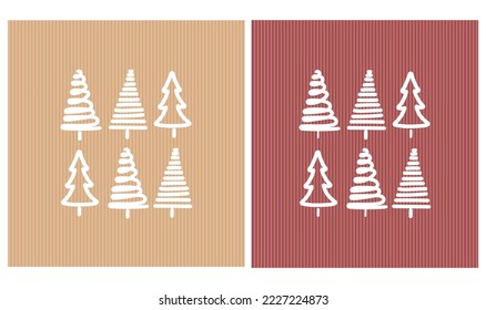 Set of seamless Christmas patterns. Winter vector background with Christmas tree for fabric, textile, wallpaper, posters, gift wrapping and paper, napkins.
