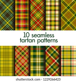 Set of seamless christmas tartan patterns