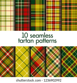 Set of seamless christmas tartan patterns