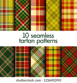 Set of seamless christmas tartan patterns