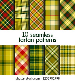 Set of seamless christmas tartan patterns