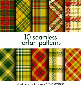 Set of seamless christmas tartan patterns