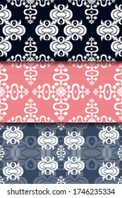 Establecer un patrón de amortiguadores de color sin fisuras. Diseño vectorial de alamante para tela, vestimenta textil, interior, papel pintado, estuche de teléfono.