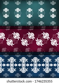 Establecer un patrón de amortiguadores de color sin fisuras. Diseño vectorial de alamante para tela, vestimenta textil, interior, papel pintado, estuche de teléfono.