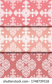 Set seamless color damsk pattern. Allover vector design for fabric, apparel textile, interior, wallpaper, phone case.