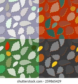 Set of seamless color patterns with geometric wavy shapes