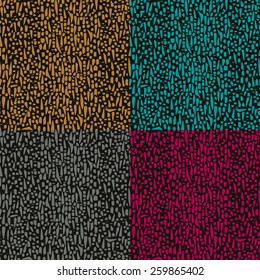 Set of seamless color patterns of many chaotic irregular geometric shapes