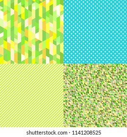 Set of seamless colored patterns. Pretty bright colors. Abstract geometric wallpaper of the surface. Striped backgrounds. Prints for polygraphy, posters, flyers, t-shirts and textiles. Doodle for work