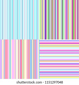 Set of seamless colored patterns. Pretty bright colors. Abstract geometric wallpaper of the surface. Striped backgrounds. Prints for polygraphy, posters, flyers, t-shirts and textiles. Doodle for work