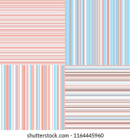 Set of seamless colored patterns. Pretty pastel colors. Abstract geometric wallpaper of the surface. Striped backgrounds. Print for polygraphy, posters, t-shirts and textiles. Doodle for work