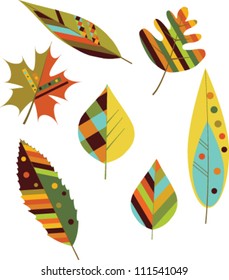 Set of seamless colorful autumn leaves. Vector