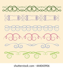 set of seamless colorful borders. page decoration elements