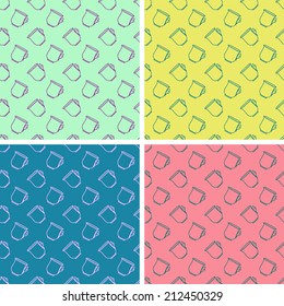 Set of seamless colorful cup pattern