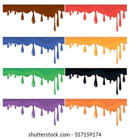 Set of seamless colorful paint splashes, isolated on white, abstract background.
