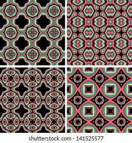 Set of Seamless Colorful Retro Pattern Backgrounds, Vector Illustration