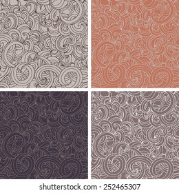 Set of seamless curled backgrounds 