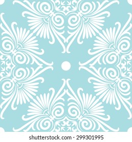Set seamless cute pink and blue Greek floral pattern, endless texture for wallpaper or scrap booking