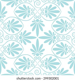 Set seamless cute pink and blue Greek floral pattern, endless texture for wallpaper or scrap booking