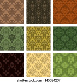 set of seamless damask patterns