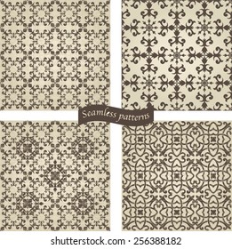 set of seamless damask patterns