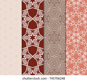 set of Seamless decor pattern. Line, geometric ornament. vector