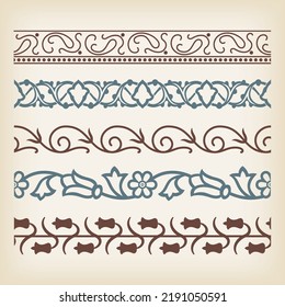 Set of seamless decorative borders